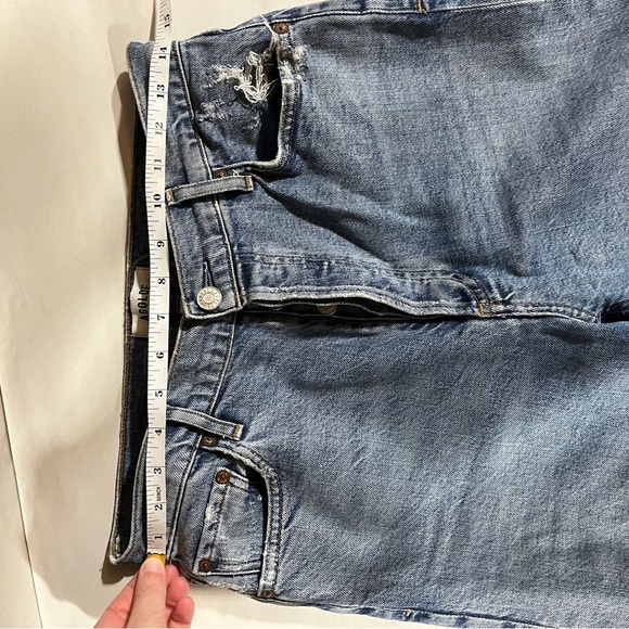 AGOLDE Women's Nico High Rise Blue Jeans Chewed Hem - Picture 14 of 16